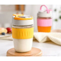 Double drinking glass water glass Simple and lovely Bounce cover water cup A portable coffee cup Juice glass